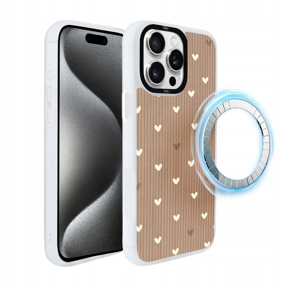 Pouzdro Ibizu DropGuard Matné s MagSafe pro iPhone 15 Pro Max, v barvě pudrových srdíček