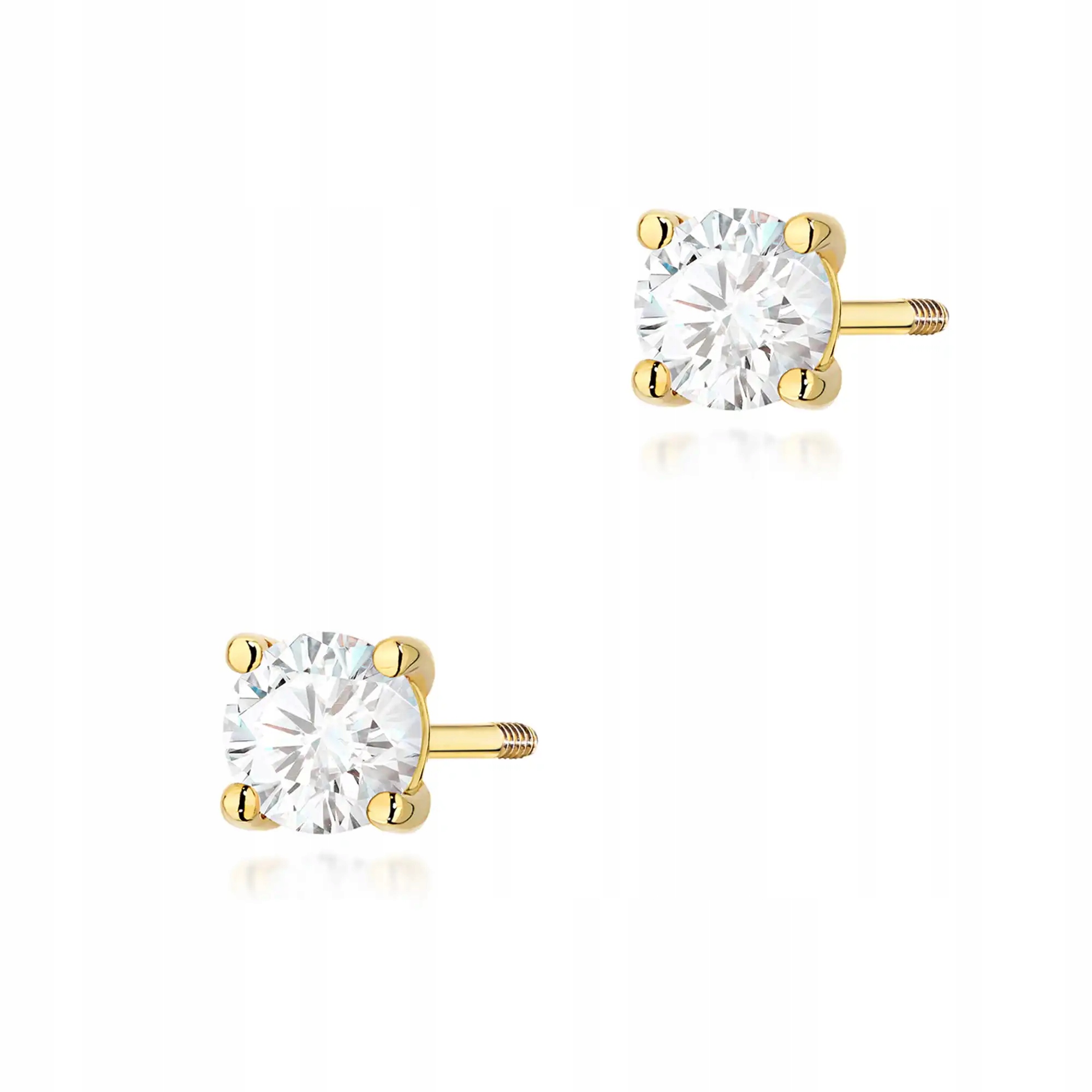 Zlaté dámské náušnice 585 s diamantem 0,40 ct (karátů), puzetky se šroubovacím zapínáním, značkové, 14kt