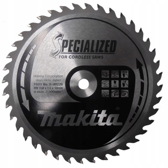 Makita B-09226 Řezací Kotouč Na Dřevo Specialized T.c.t 150x10 mm 40 Z