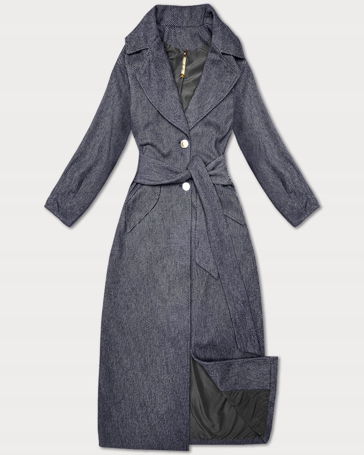 Dlouhý Kabát S Proužky B8542 Námořnická Modrá S (36)