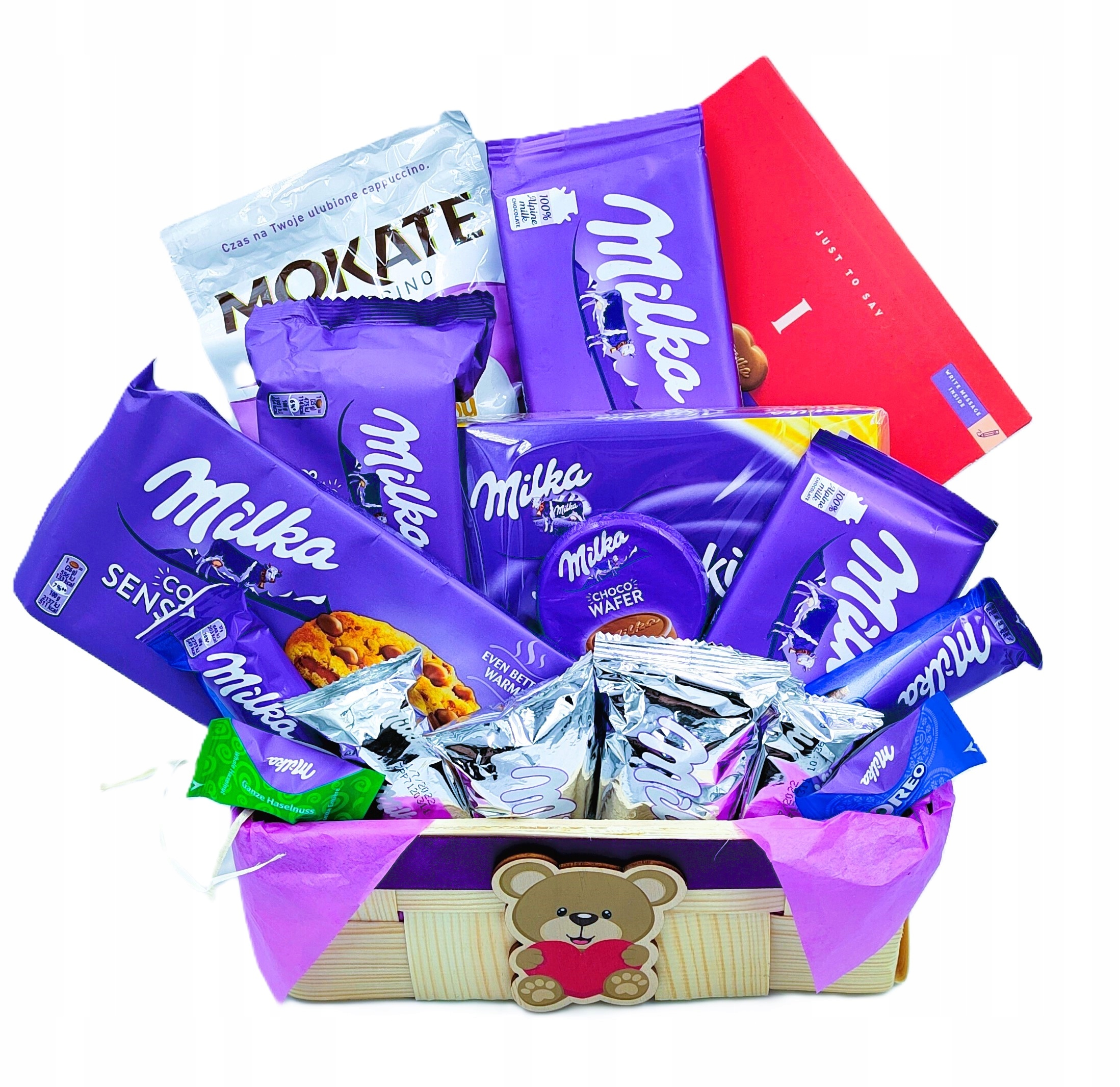 Levně Dárkový koš Milka Box Sada sladkostí k narozeninám Dárek Poděkování 40