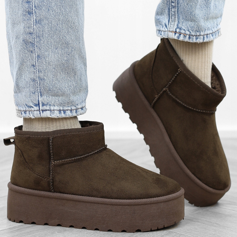 Cafe brązowe botki śniegowce damskie platforma krótkie mukluki TL242 r.40 Marka bez marki