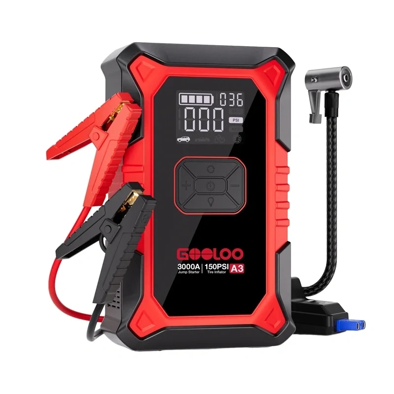 Gooloo A3 Startovací zařízení Jump Starter 2v1 3000A Kompresor 150PSI 12V