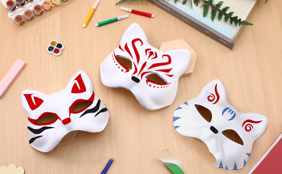 10× Maska na twarz dla kota Therian Halloween Maska Kota do malowania DIY Materiał papier