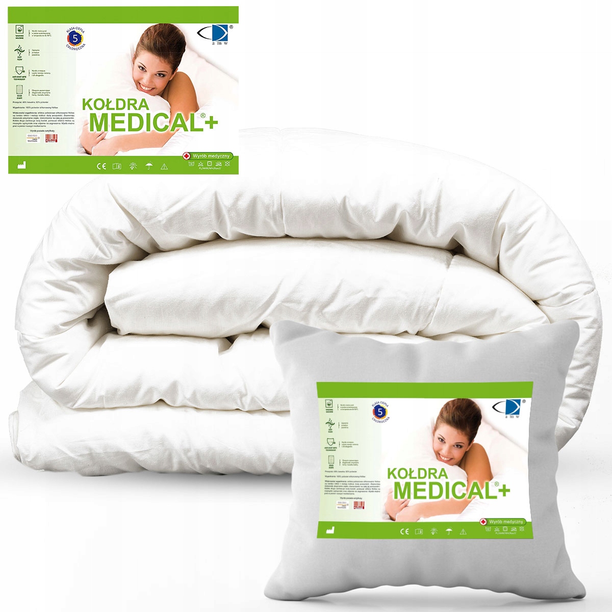 

Kołdra Całoroczna 160x200 Ciepła +poduszka Medical