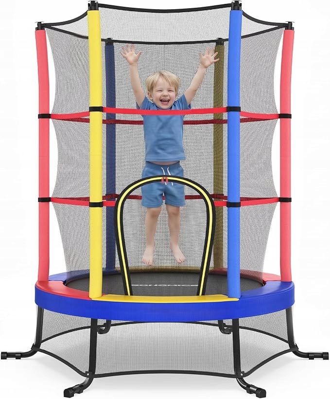 Trampolina dla dzieci średnica 174 cm z ogrodzeniem ochronnym matą Songmics