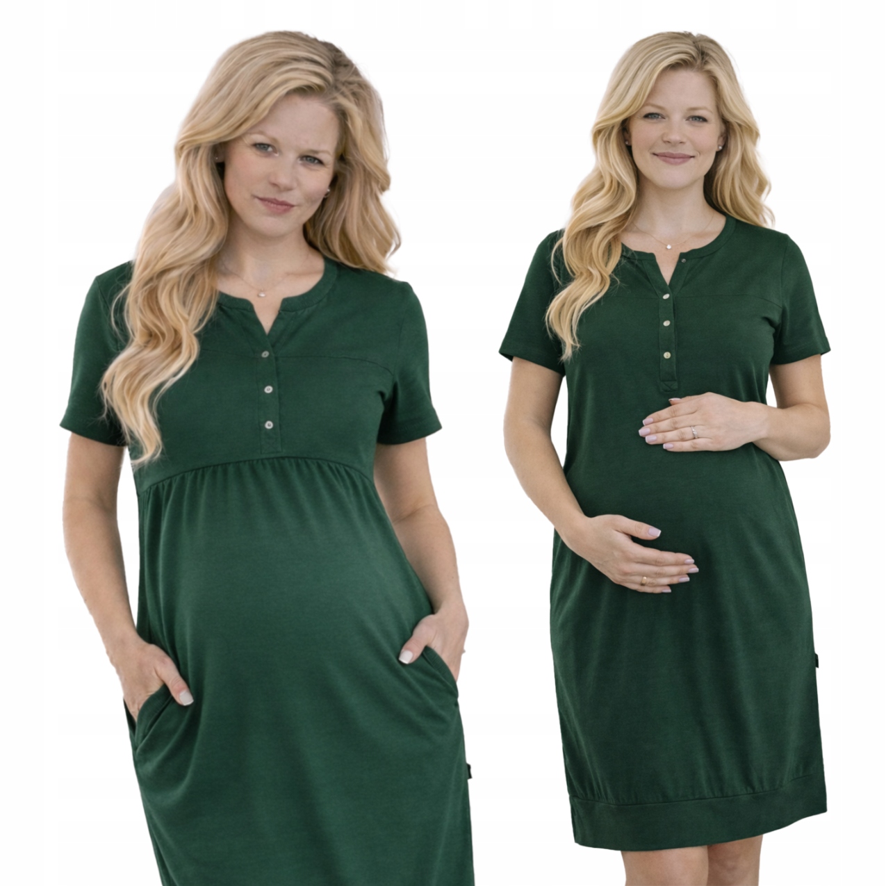 Noční Na Kojení Košile Těhotenské Pyžamo Rozepínací Lahvová Zeleň XXL