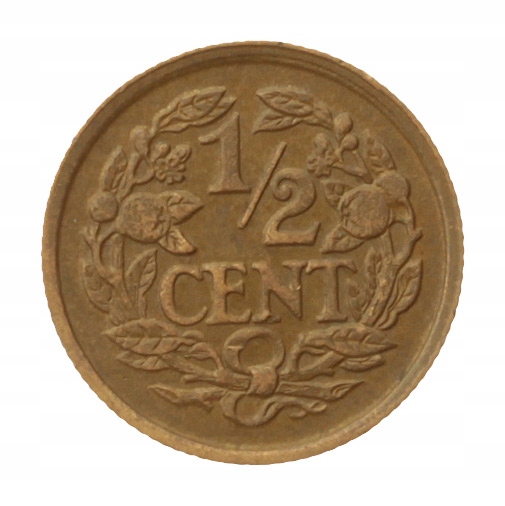 [M17121] Holandia 1/2 centa 1934