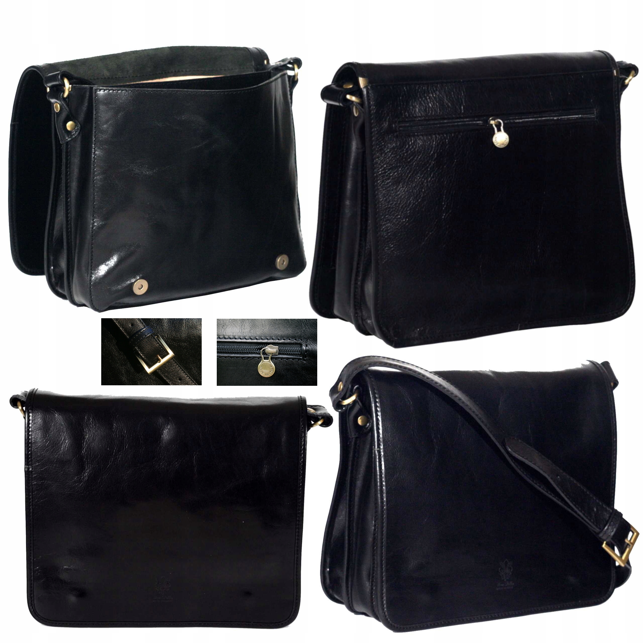 Pánská kožená taška přes rameno velká černá italská A4 kabelka přes rameno vintage A4