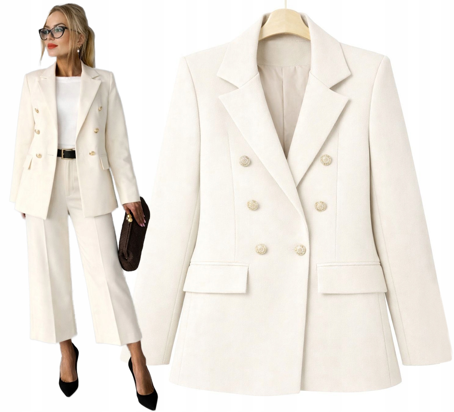 Marynarka damska Żakiet dwurzędowe złote guziki 52 Olimpia