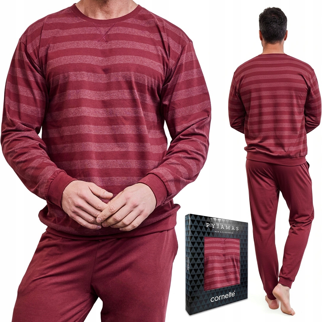 Pánské bavlněné pyžamo s proužky a dlouhým rukávem Cornette Loose 117/320 XXL
