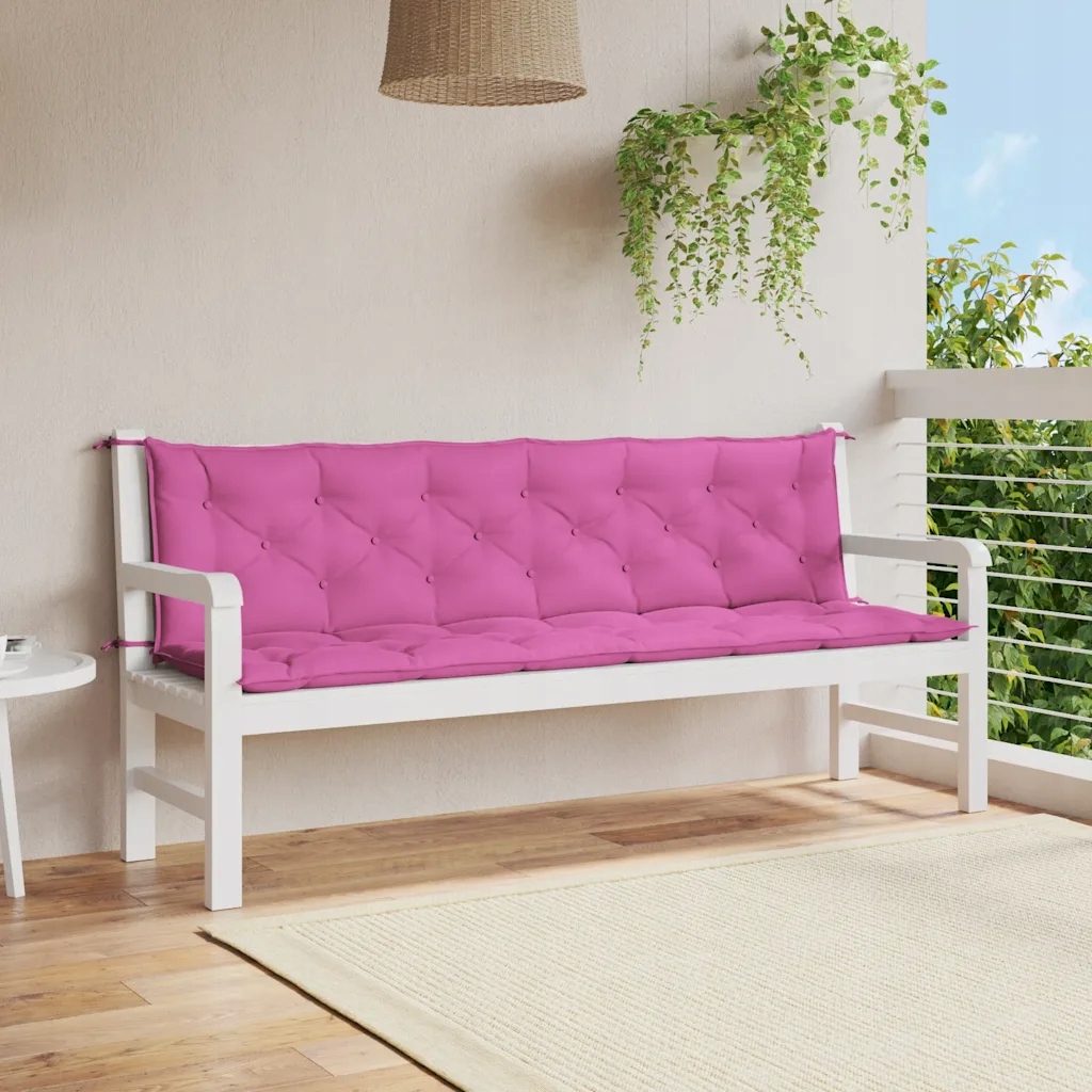 Podušky na zahradní lavici 2 ks růžové 200 x 50 x 7 cm textil