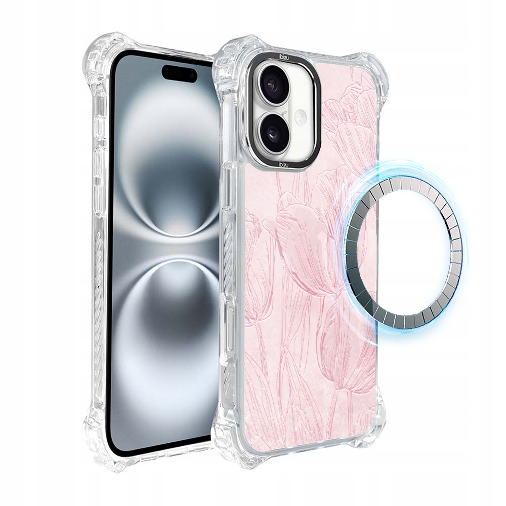 Pouzdro pro iPhone 16 Ibizu DropGuard Ultra s MagSafe, tulipánová freska