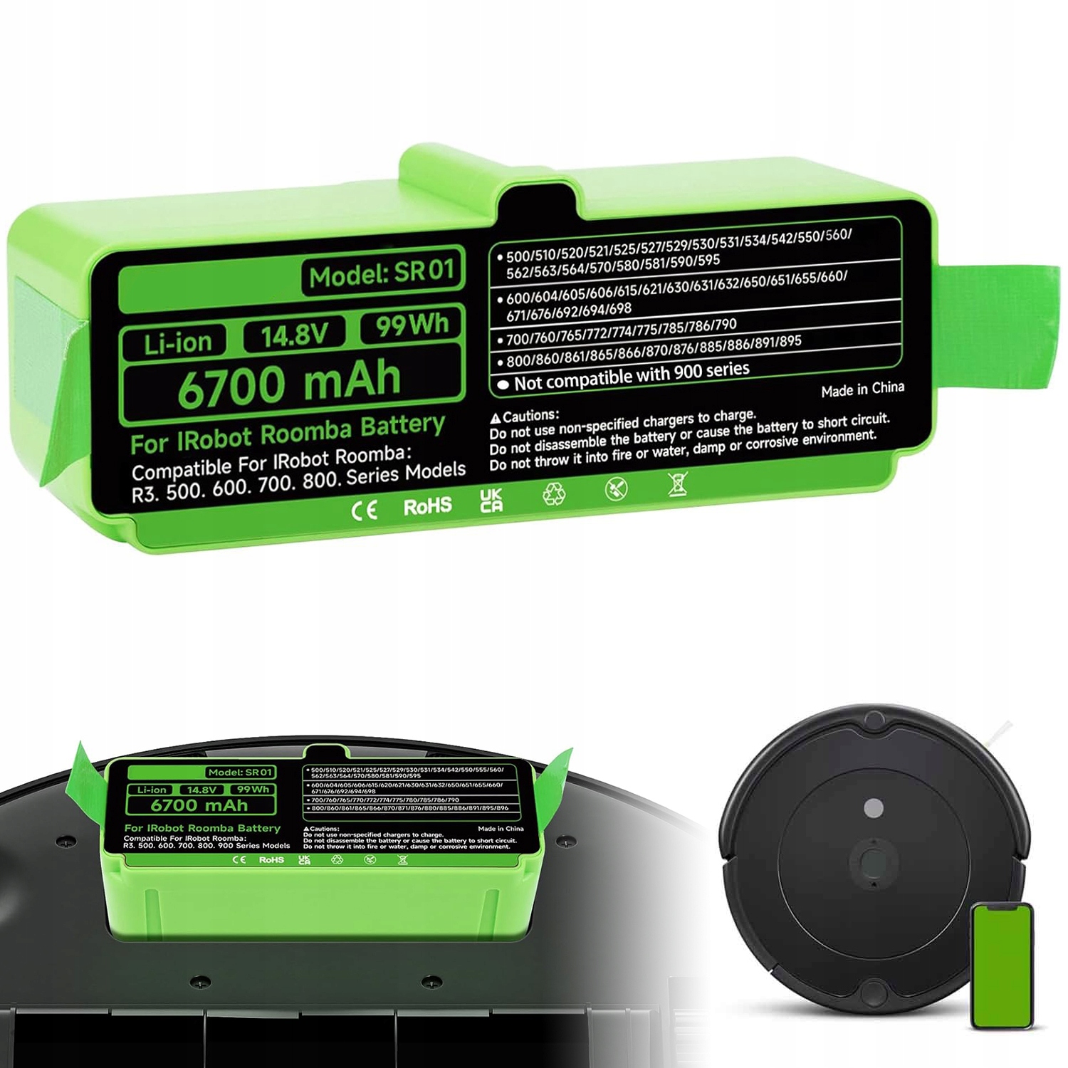 Wysokopojemna bateria 6700mAh do iRobot Roomba 900 800 700 600 500