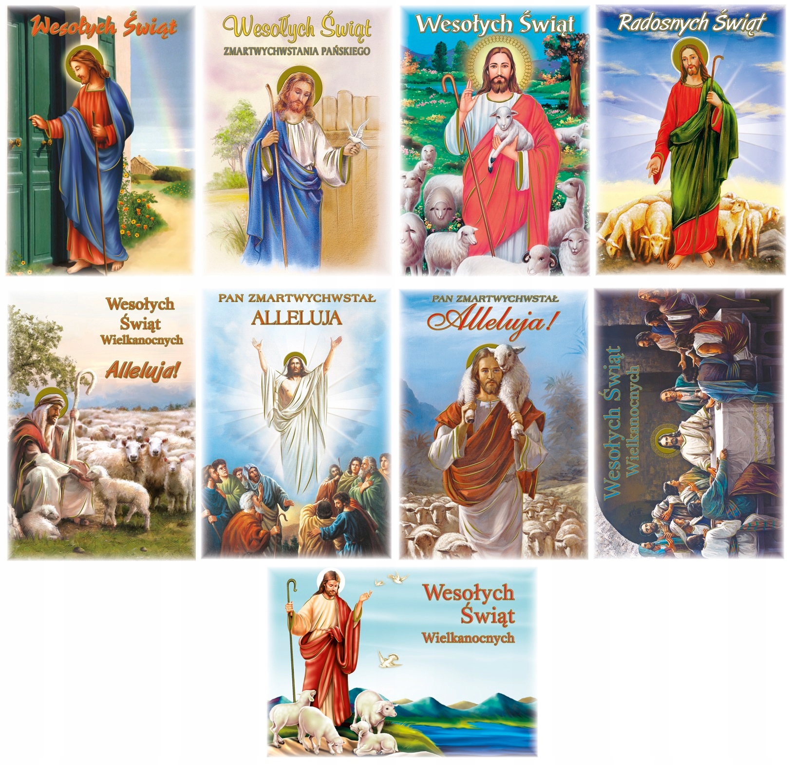 POCZTÓWKA KARTKA WIELKANOC ŚWIĘTA RELIGIJNA 9 SZT.