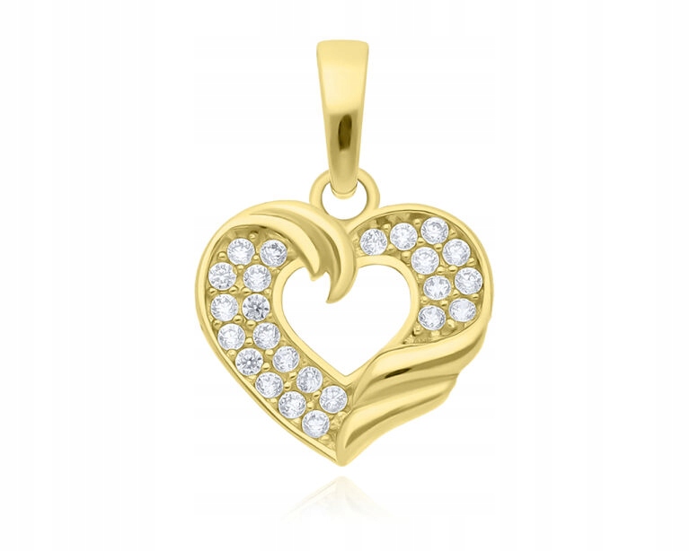 Zlatý přívěsek 585 Srdce Zirkony Přívěsek Srdíčko pro ženy 14k