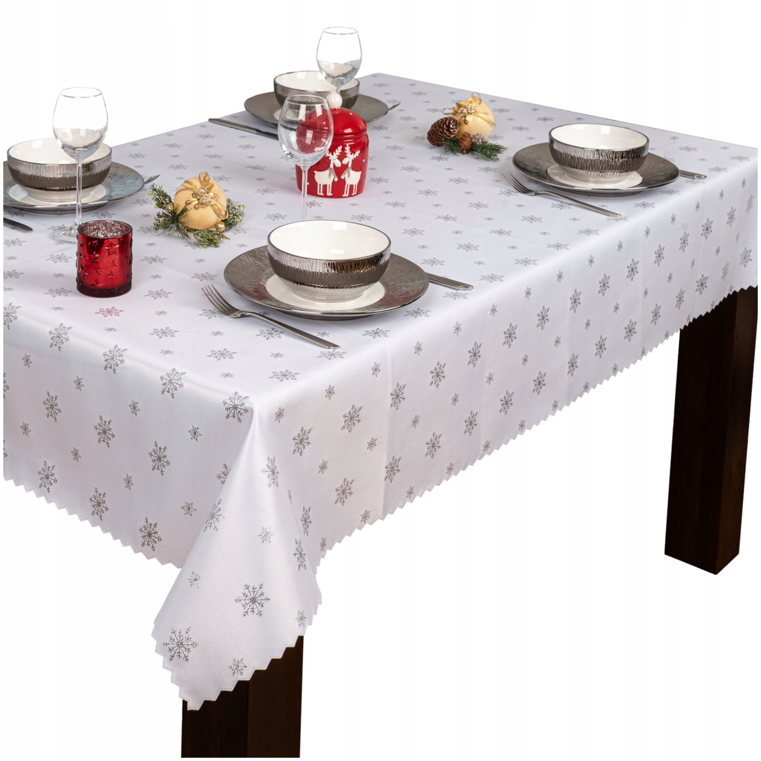 Vánoční ubrus Vánoční hvězda 120x300 SW12 stříbro