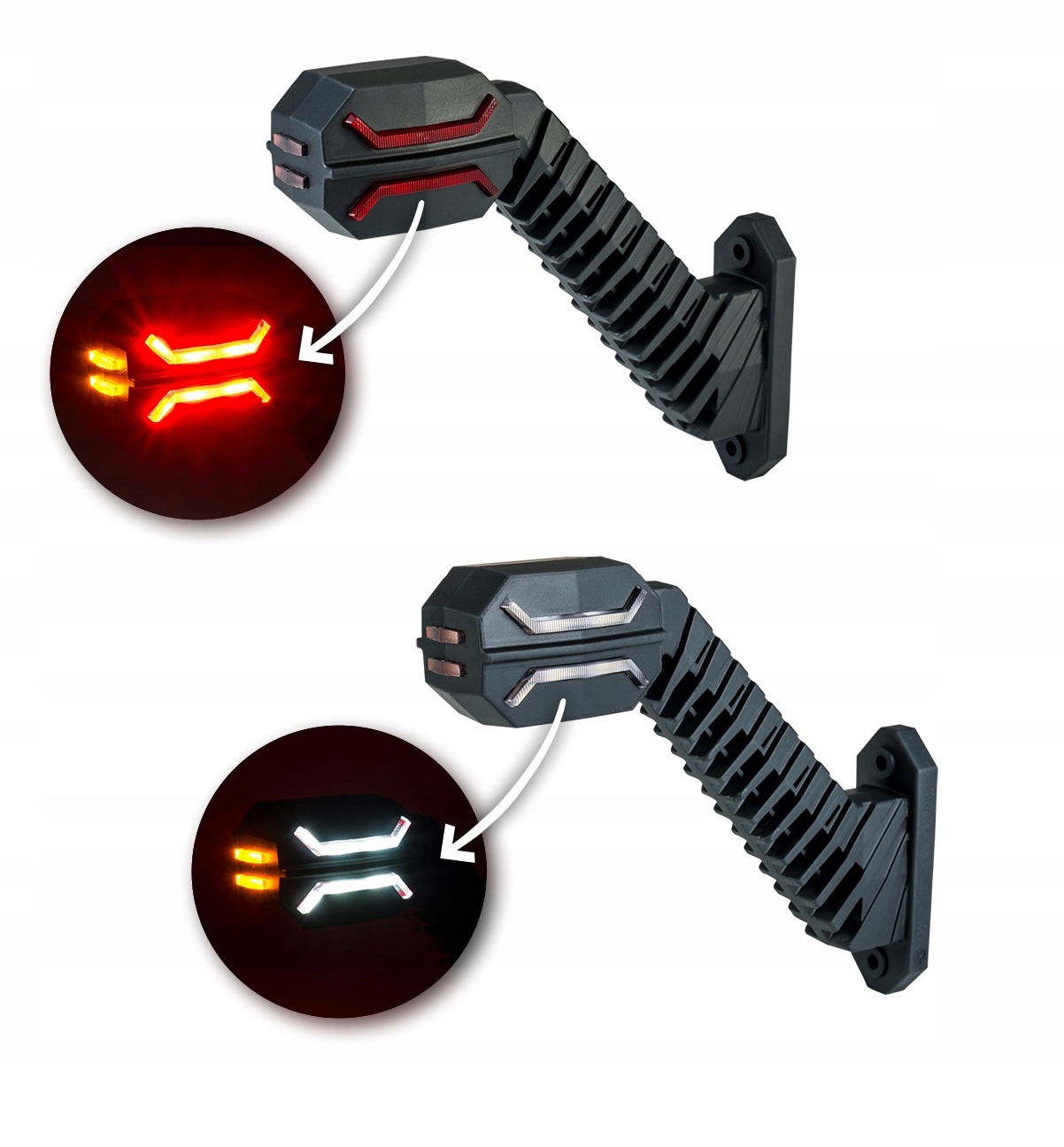 LAMPA OBRYSOWA ROGOWA TYŁ LED OBRYSÓWKA TRZYKOLOROWA 2 szt DRAGON