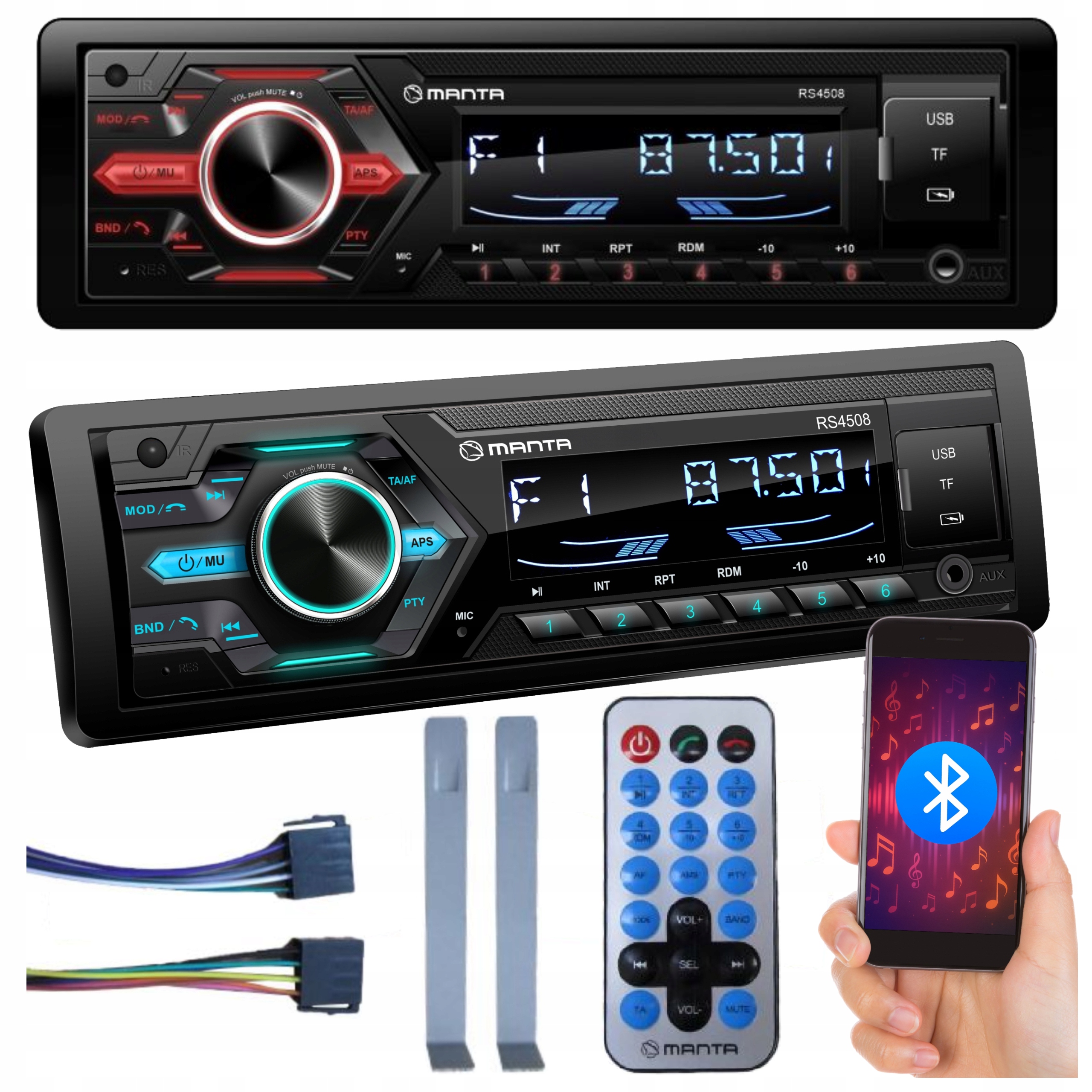 Radio Samochodowe Radioodtwarzacz Bluetooth Pilot Usb MP3 Sd Rds Mikrofon
