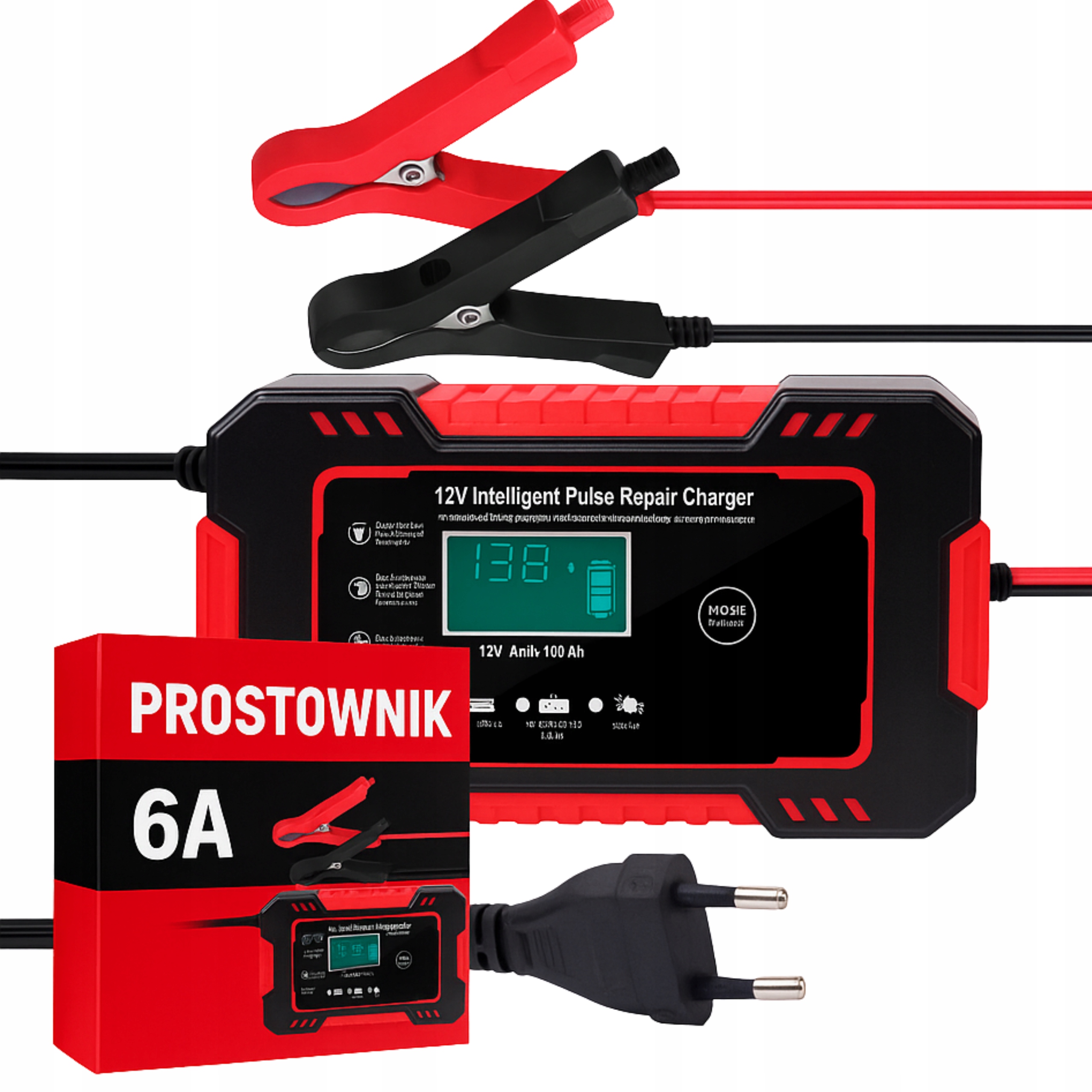 Prostownik 12V 6A Ładowarka Akumulatorowa Samochodowy Automatyczny Do Auta