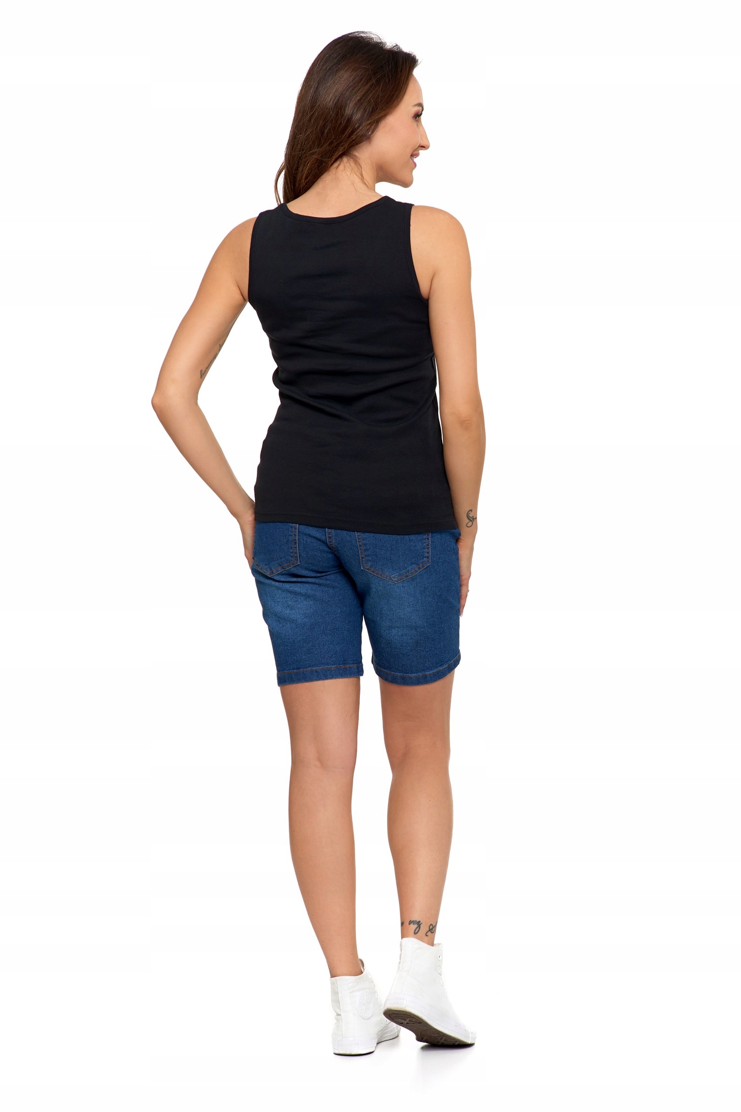 TANK-TOP KOSZULKA DAMSKA NA RAMIĄCZKACH BOKSERKA BAWEŁNA MORAJ XL CZARNA Wzór dominujący bez wzoru