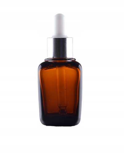 Butelka z pipetą, Szkło, 30ml, Brązowa