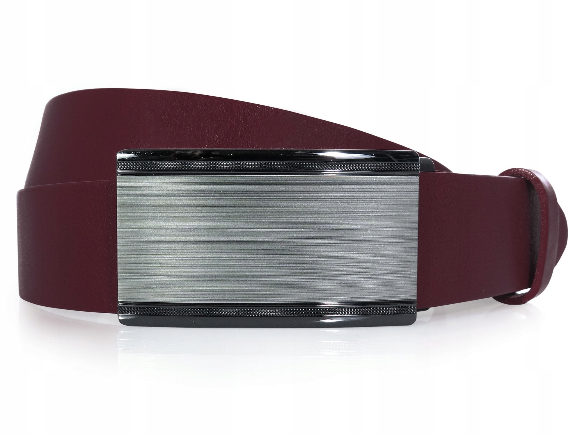 

Bordowy męski pasek z automatyczną klamrą MG68 100