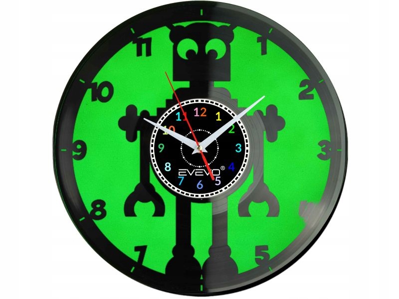 Nástěnné Hodiny Robot Z Budoucnosti, Fluorescenční Pozadí, Vinylová Deska