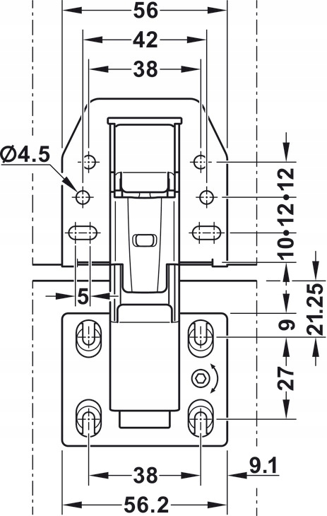 Zawias nawierzchniowy z hamulcem kamper przyczepa Numer katalogowy części 356.36.611