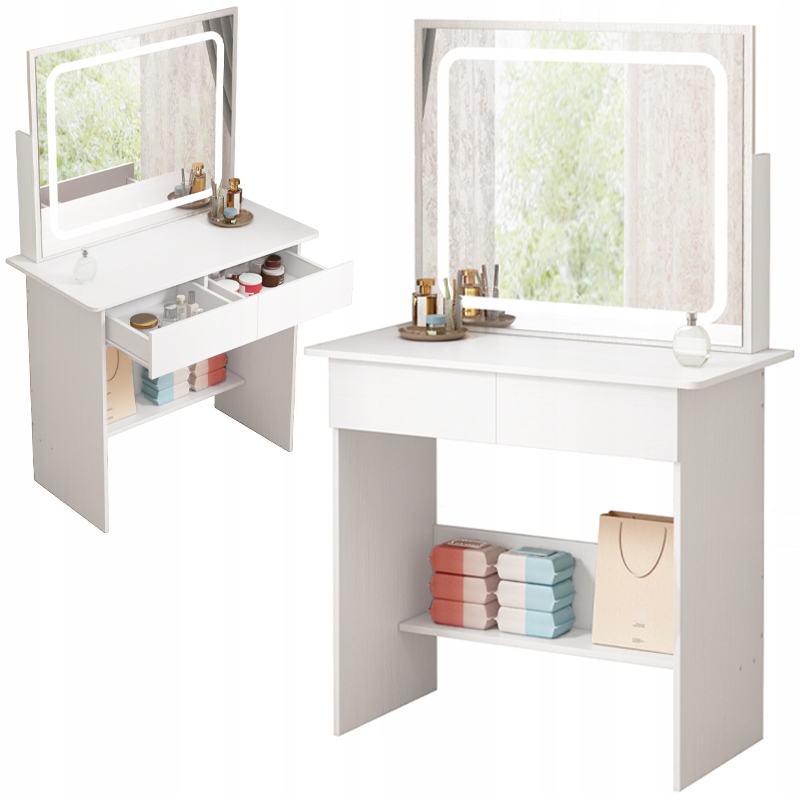 Kozmetická Toaletka Na Líčenie S Led Zrkadlom, Moderná, Glamour, 90 CM