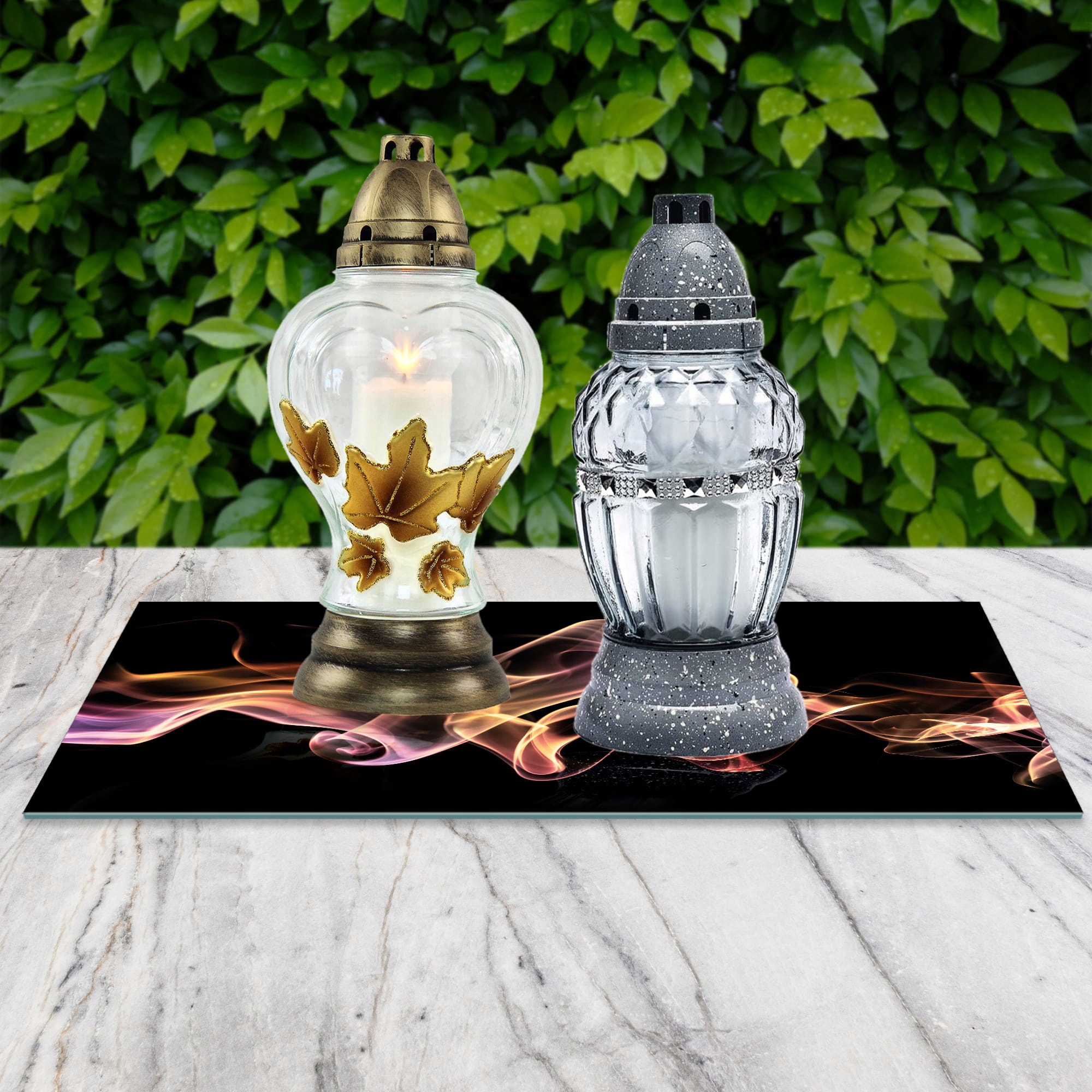 SZKLANA PODSTAWKA POD ZNICZE 60x20cm Dym róż 66c Marka inna