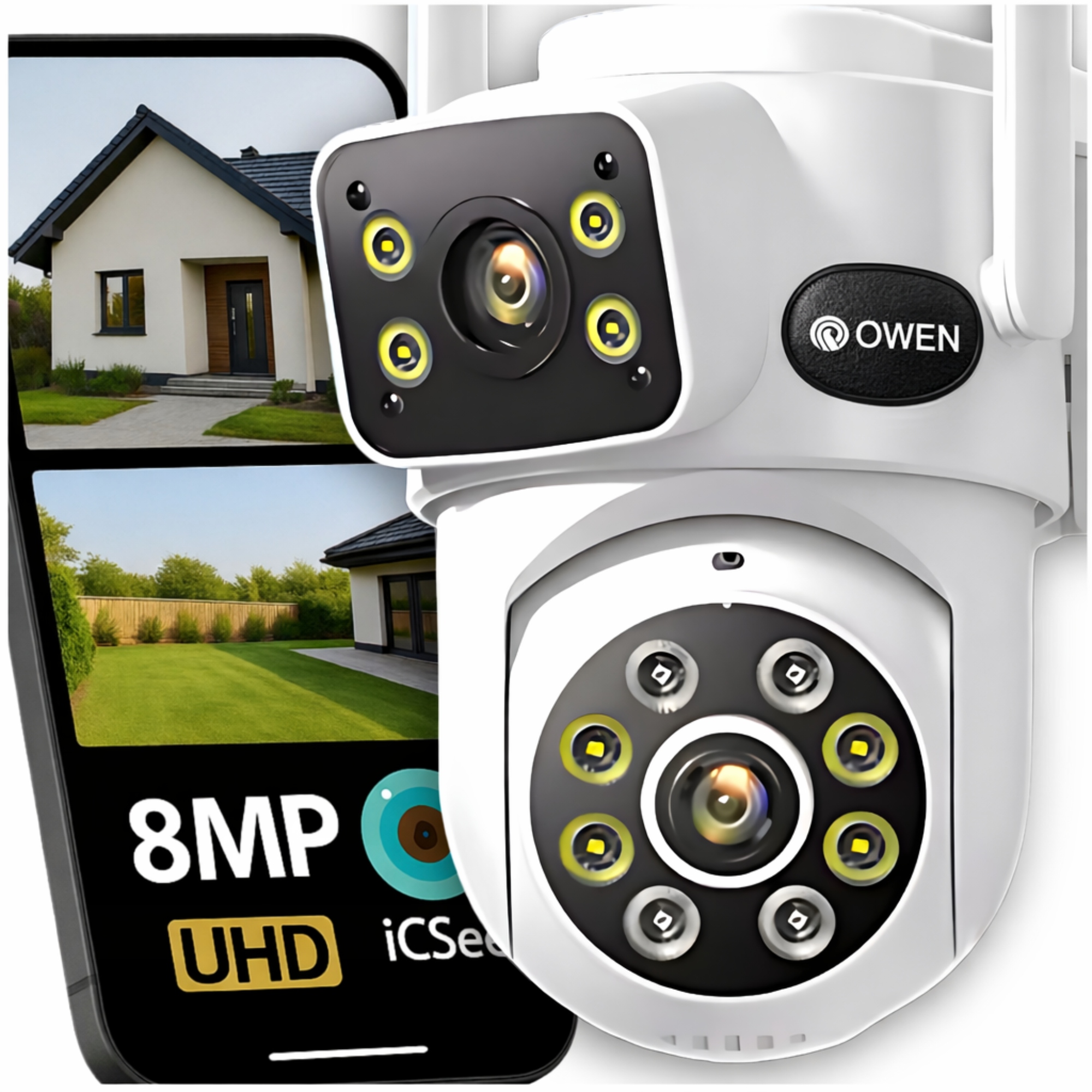 WiFi Ip Kamera 8MP Venkovní Otočná Dvojitá Aplikace Detekce Alarmu