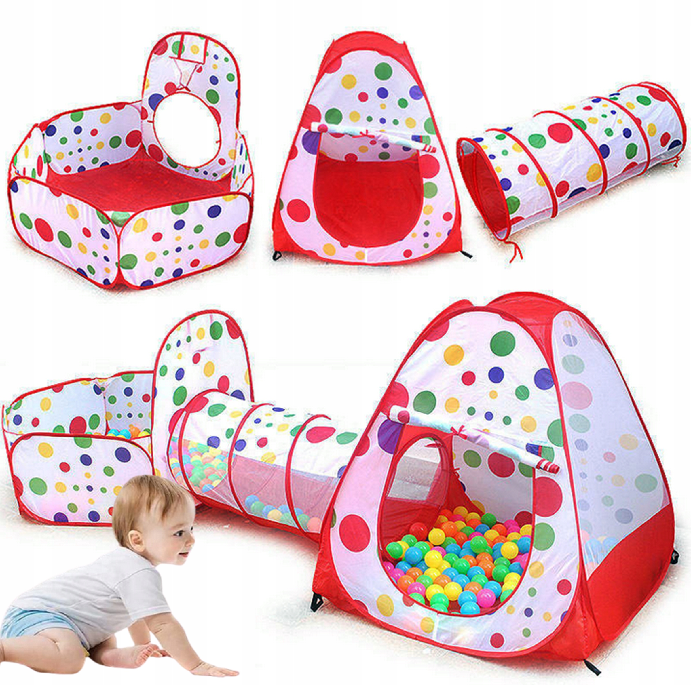 NAMIOT TUNEL SUCHY BASEN IGLO DLA DZIECI DUŻY DOMEK KOSZ NA PIŁECZKI 3 W 1