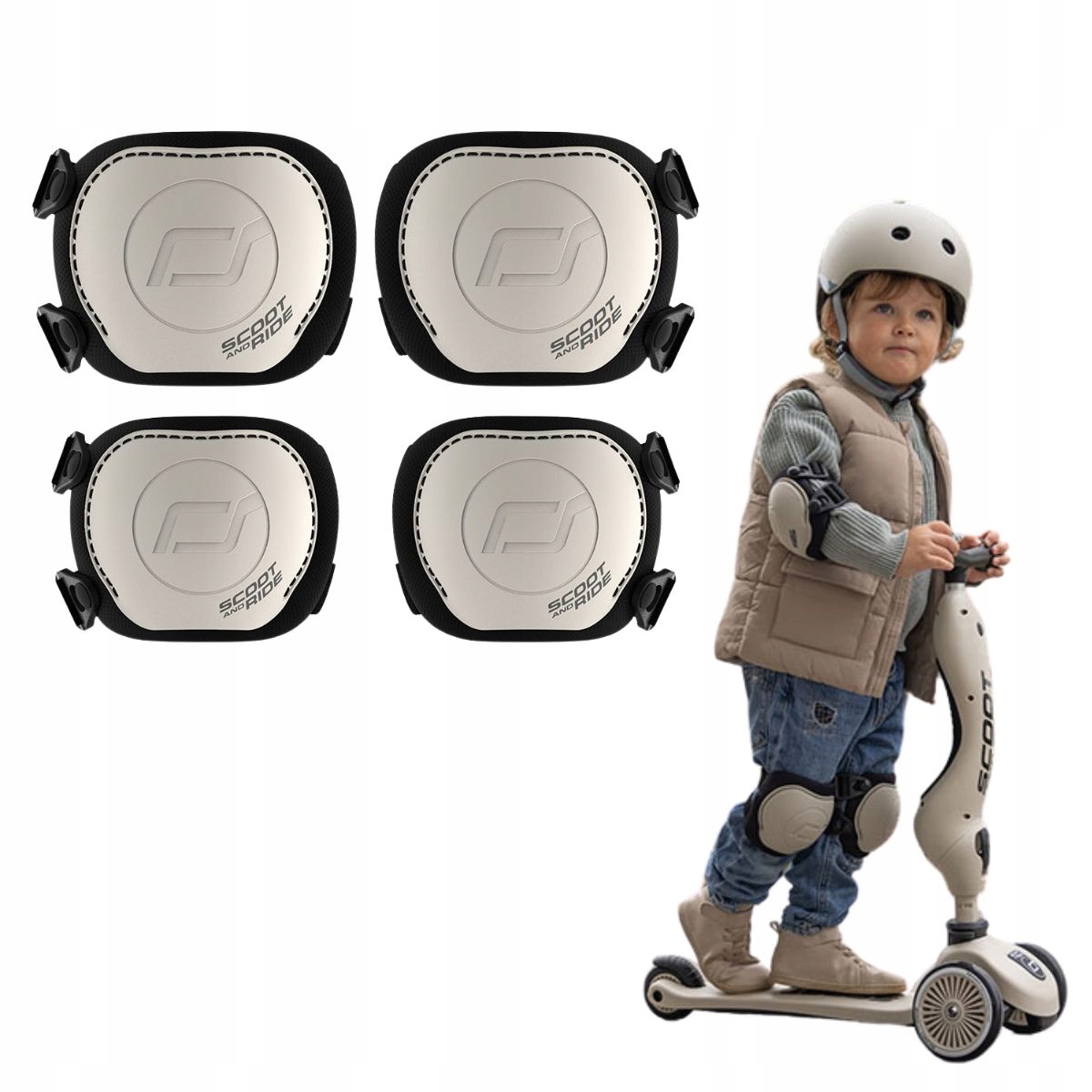 Zestaw ochraniaczy dla dzieci Scootandride rozmiar S Ash