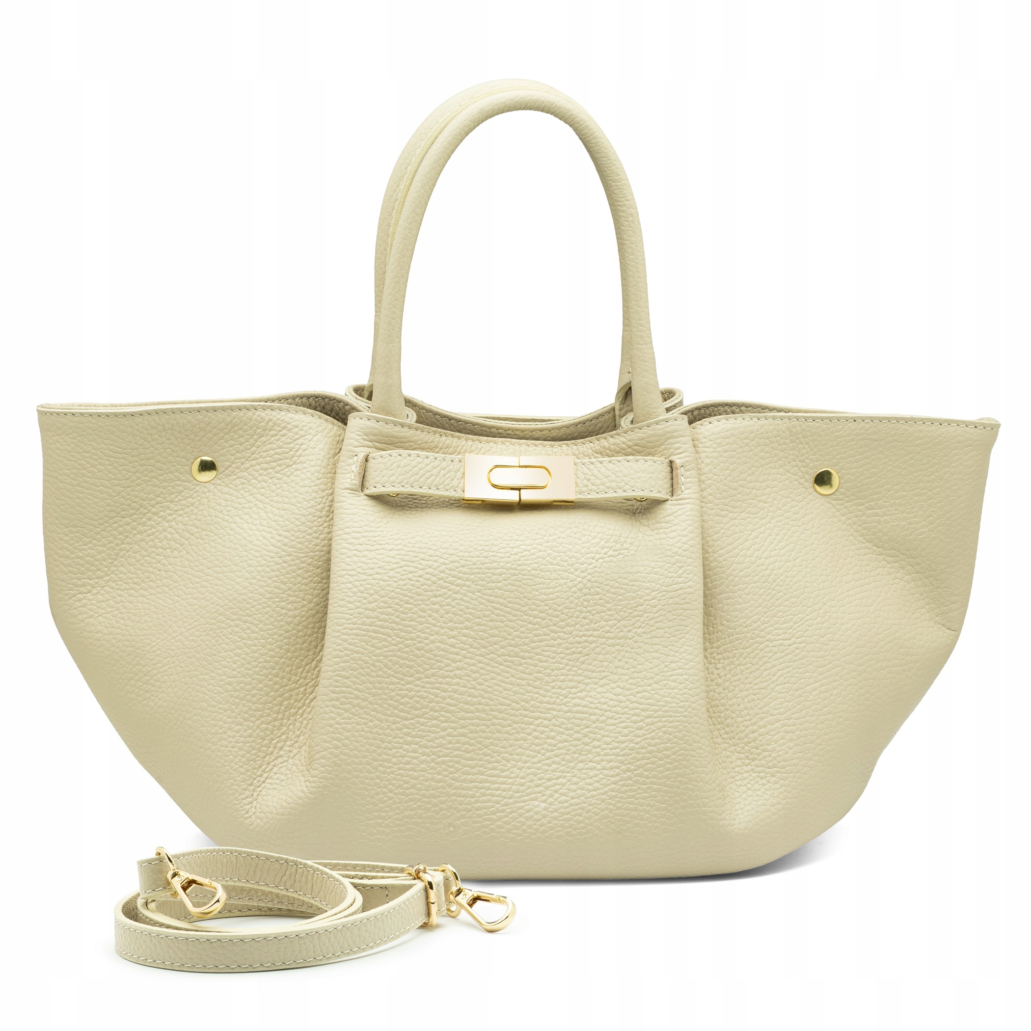 Dámská kožená kabelka Vera Pelle béžová shopper elegantní pásek přes rameno