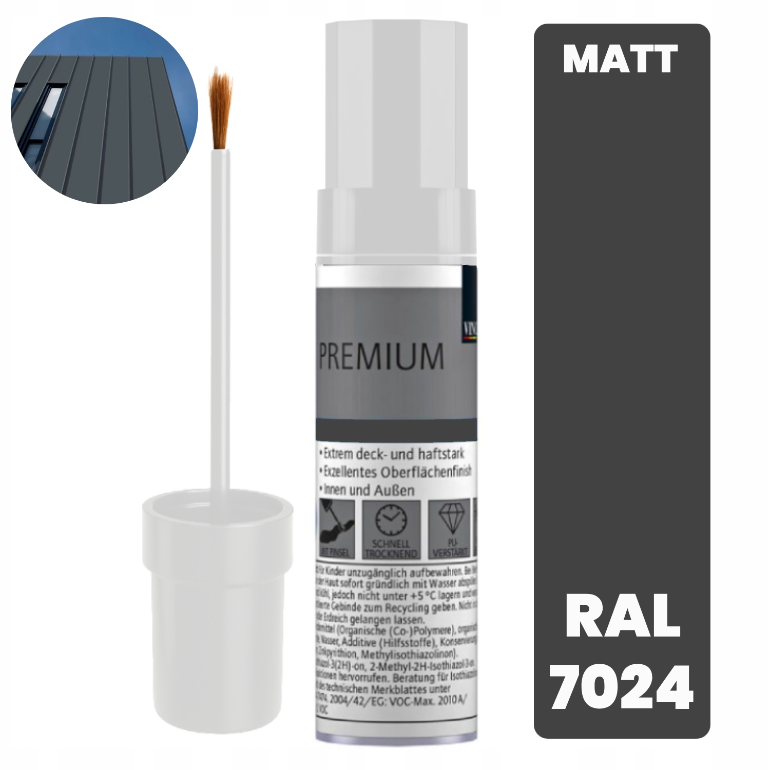 Ral 7024 Mat Szara Zaprawka do Łazienki Kuchni Salonu 12ml z pędzelkiem