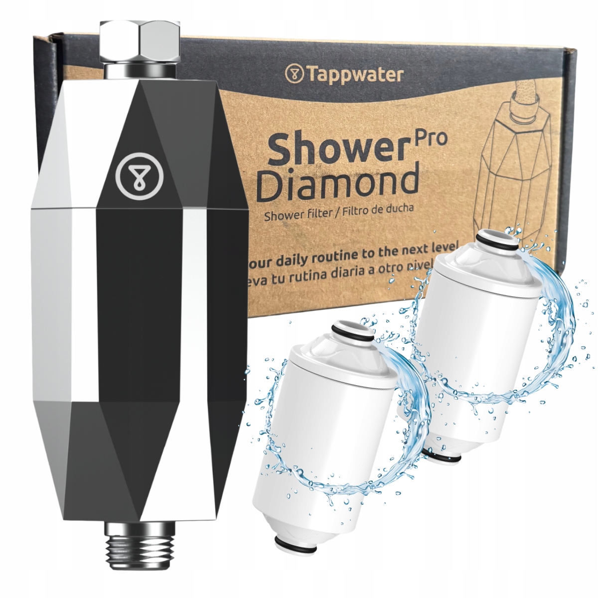 Filtr prysznicowy wody Tappwater ShowerPro Diamentowy 2 wkłady filtrujące