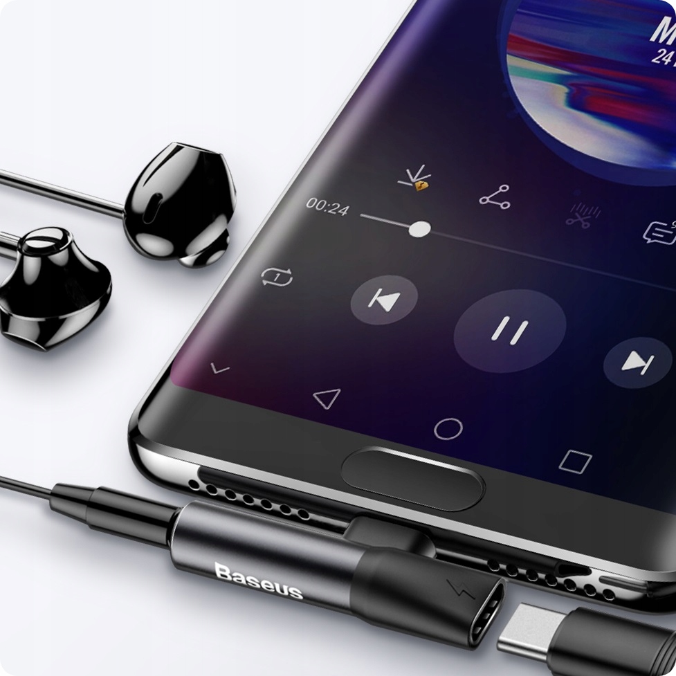 BASEUS ADAPTER PRZEJŚCIÓWKA AUDIO USB-C 1A TYP-C - MINI JACK 3.5MM AUX Marka Baseus