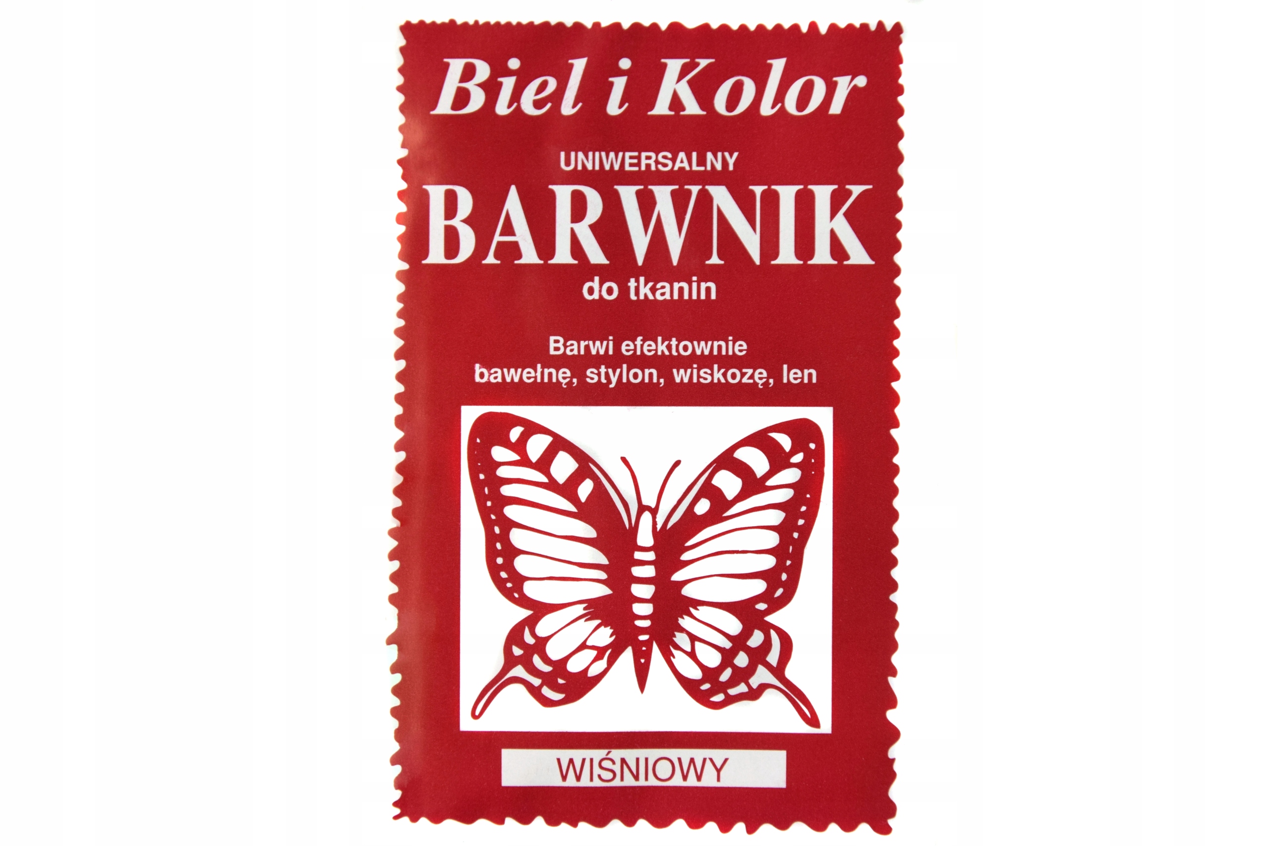 

Barwnik do tkanin Biel i kolor wiśniowy