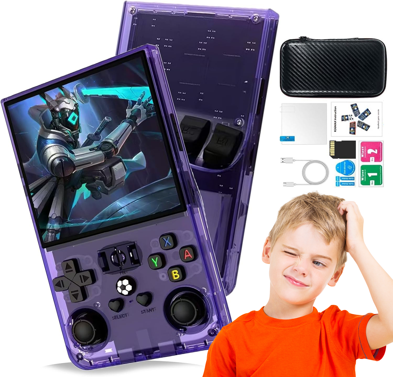 Przenośna Mobilna Konsola Do Gier Retro 18000 Gry 64GB Fioletowy