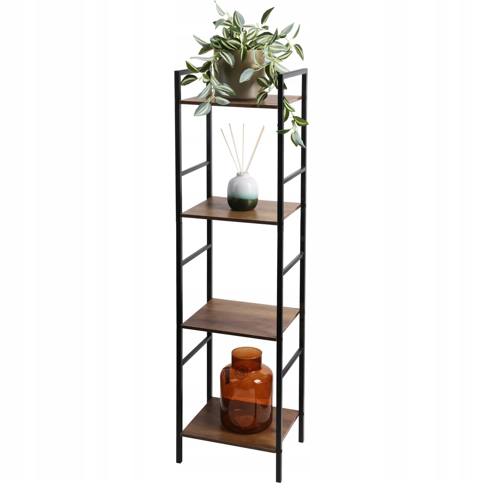 Kovový regá do obývacího pokoje se 4 policemi z Mdf, 29,5 x 23,5 x 106,5 cm