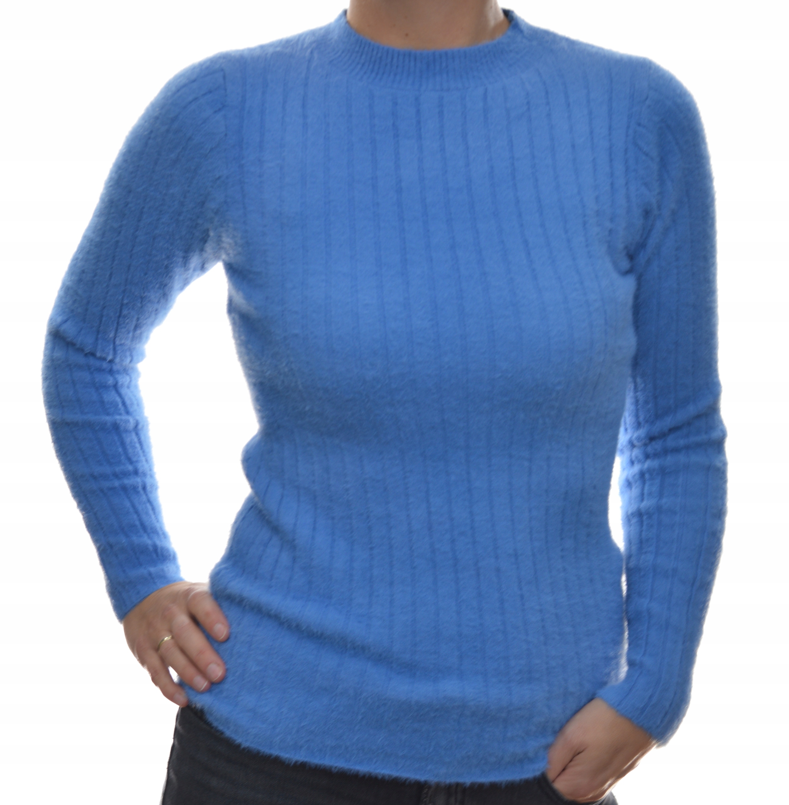 

Damski sweter typu alpaka pod szyję prążek Uni