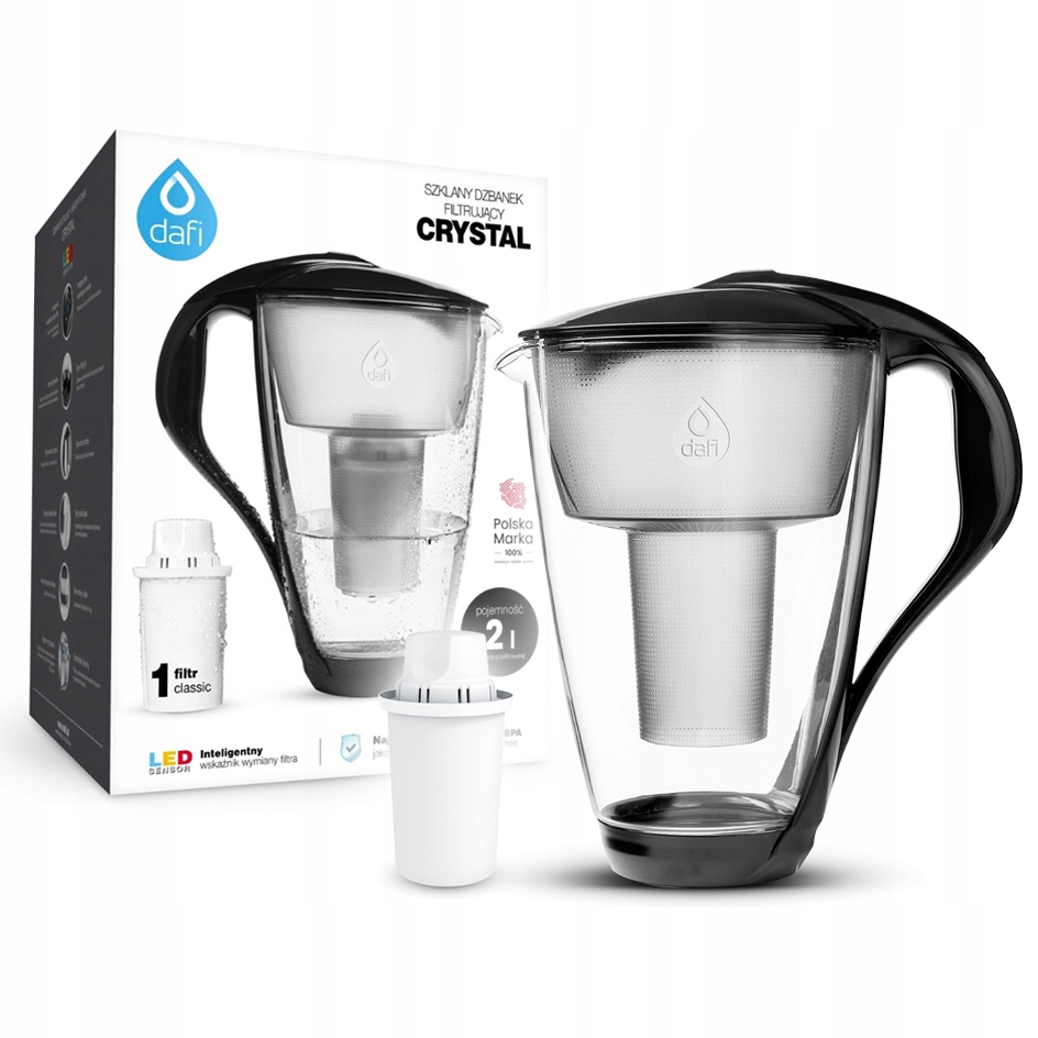 

Dzbanek filtrujący szklany Dafi Crystal Led Czarny