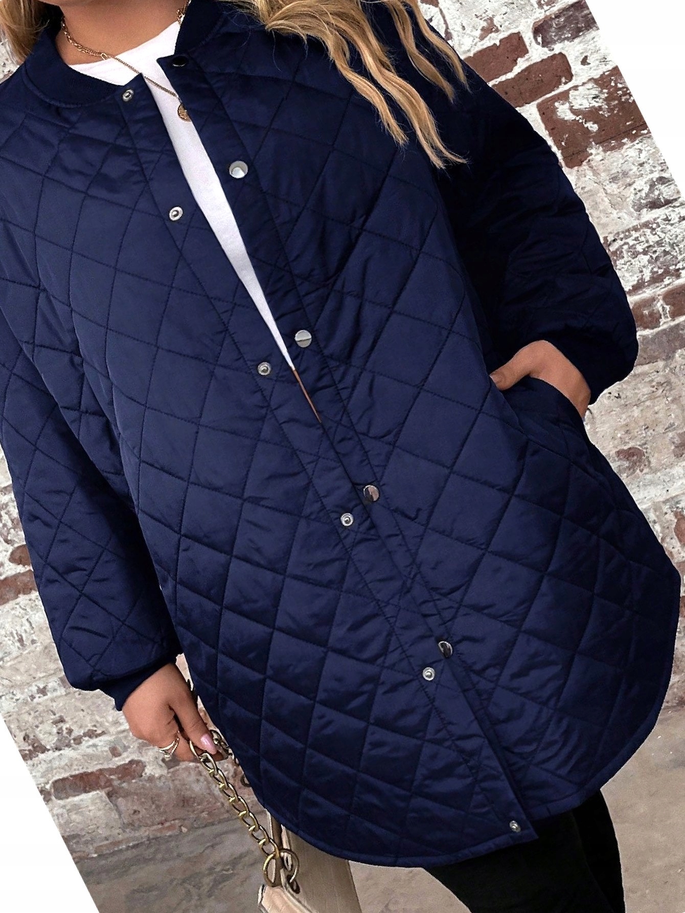 Dámská prošívaná přechodová bunda Casual Navy XL 42