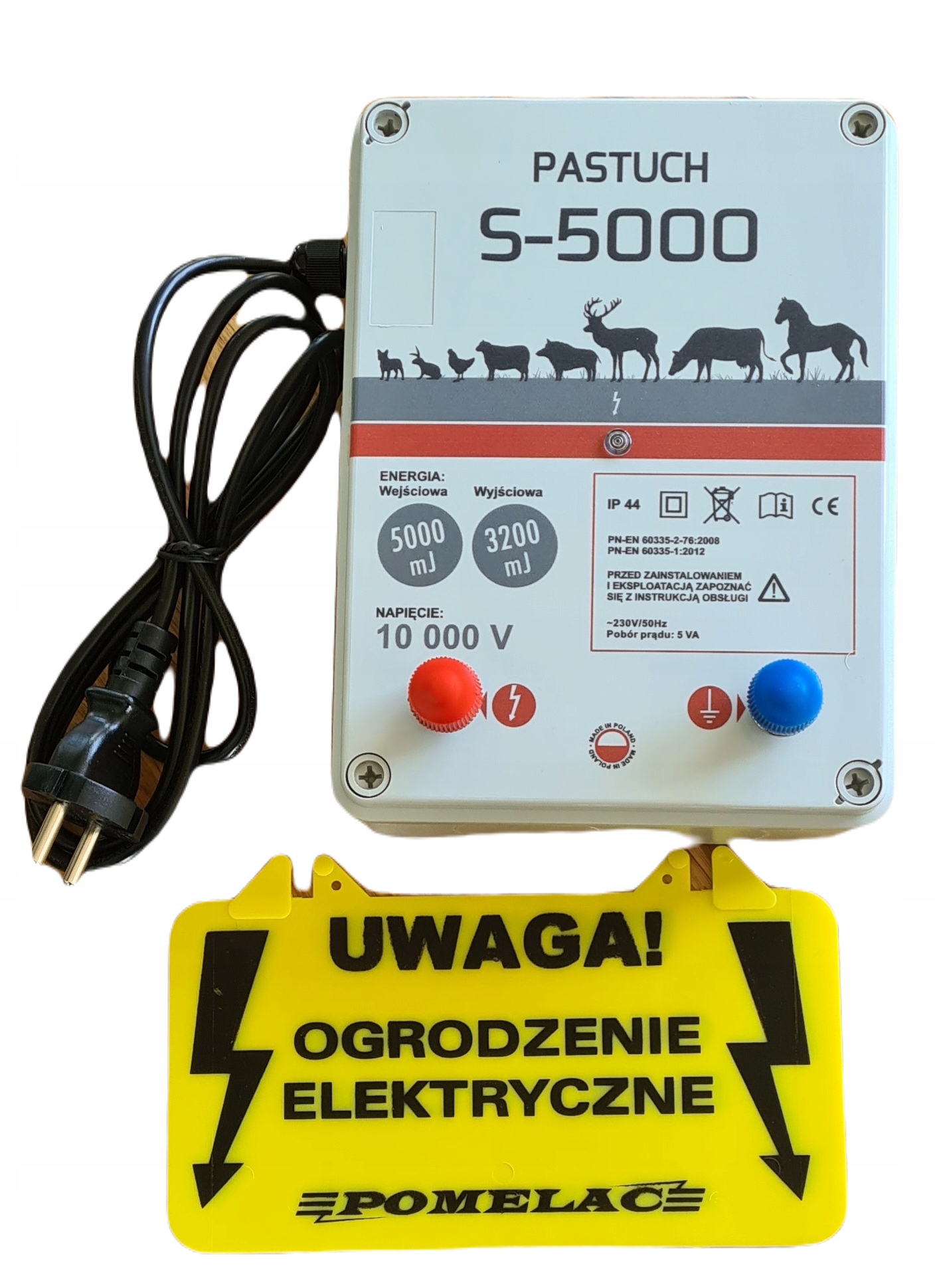 PASTUCH ELEKTRYZATOR SIECIOWY 230V POMELAC S-5000 5J POLSKI PRODUKT EAN (GTIN) 5907589158267