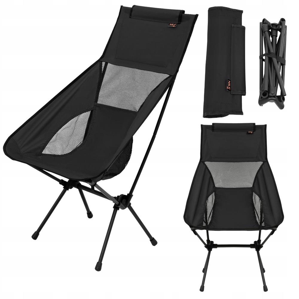 Krzesło Turystyczne Kempingowe Z Oparciem Plażowe Podręczne Pokrowiec