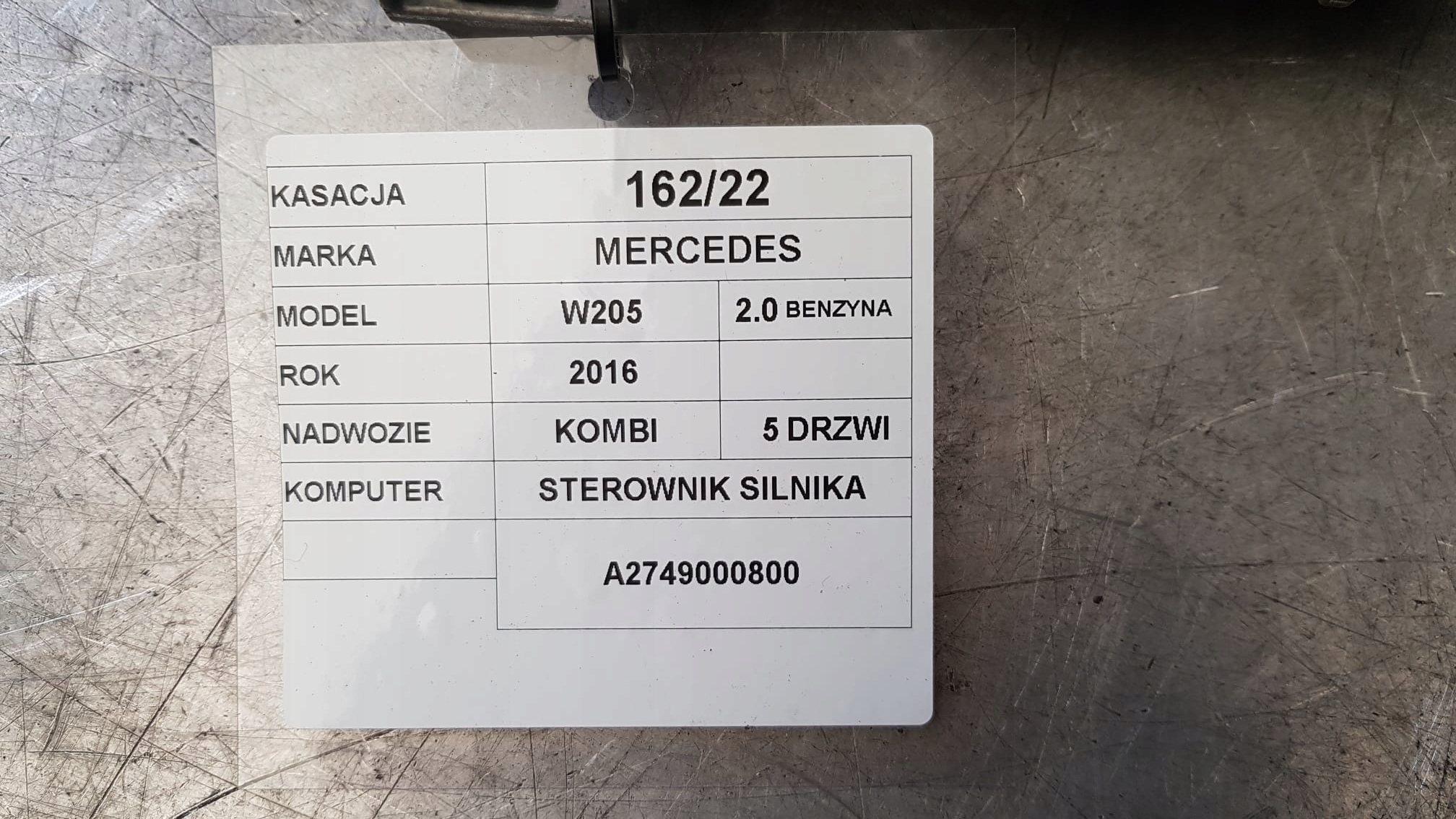 Mercedes C W205 control unit of the engine A2749000800