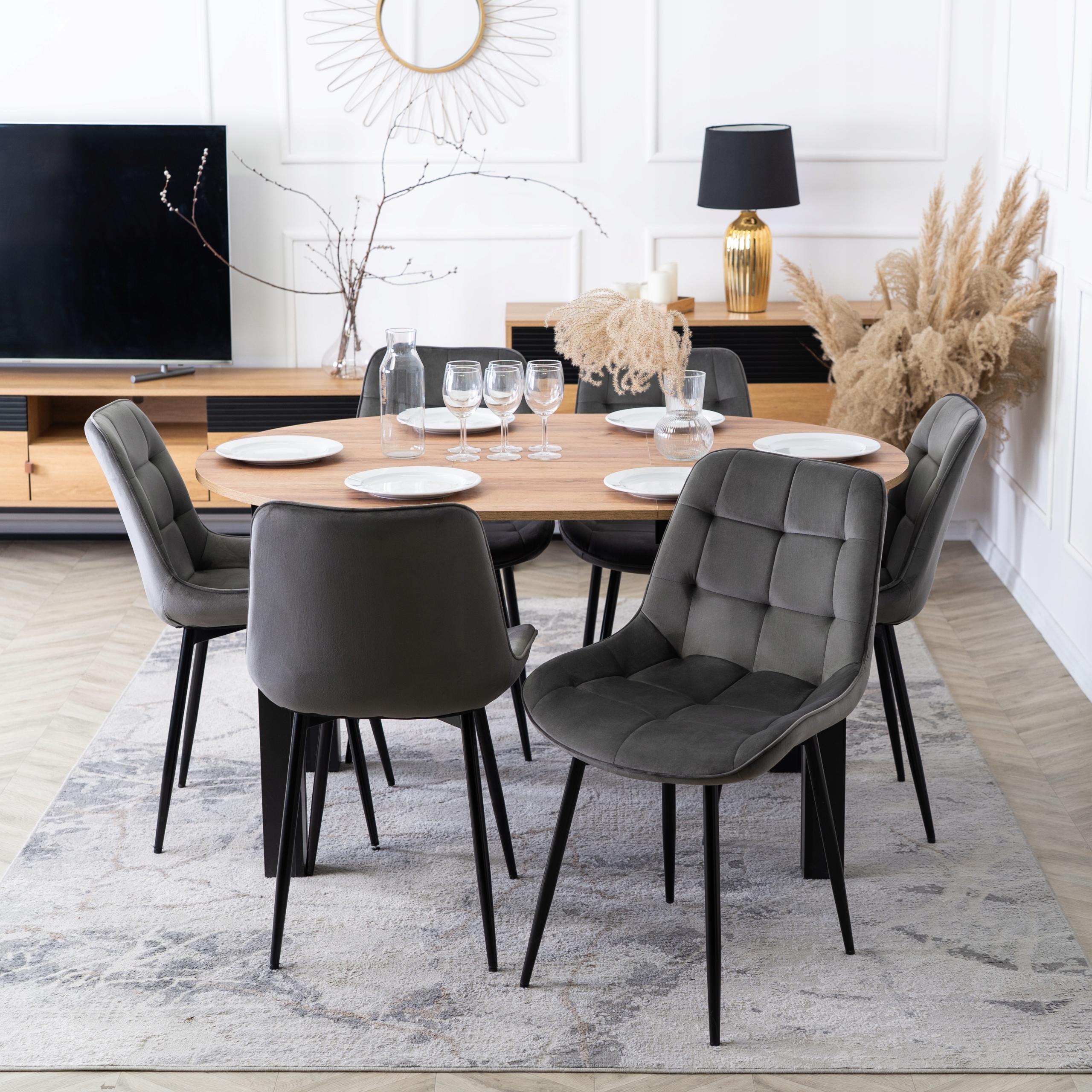 Krzesło Tapicerowane Welurowe Do Salonu Jadalni Kuchenne Szare CHRIS Model CHRIS