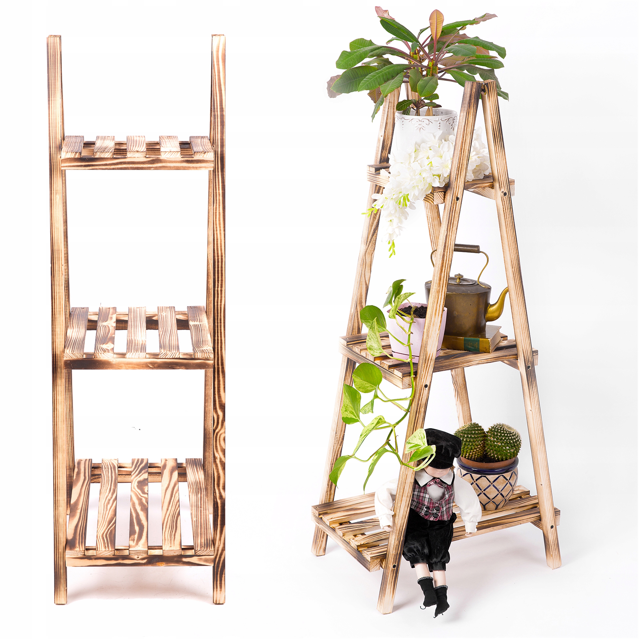Držák Na Květináč Stojan na květiny Stojící na rostliny Dřevěný regál Police Velký