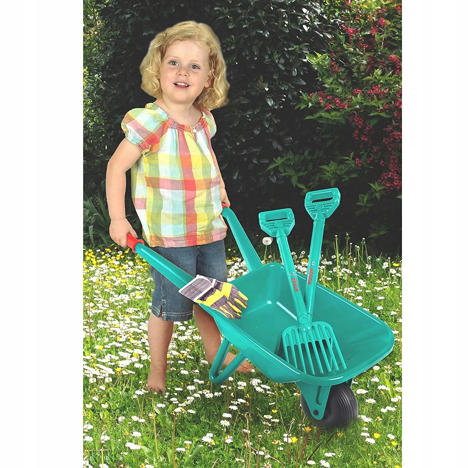 TACZKA ŁOPATA GRABIE ZABAWKA BOSCH ZESTAW OGRODOWY Wiek dziecka 3 lata +
